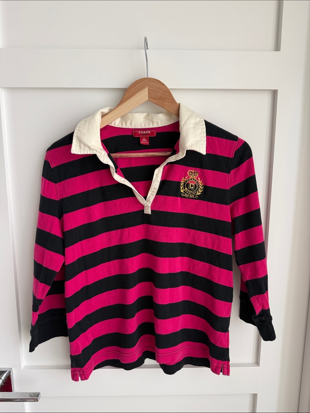 Vintage Chaps 3/4 sleeve polo rugby shirt